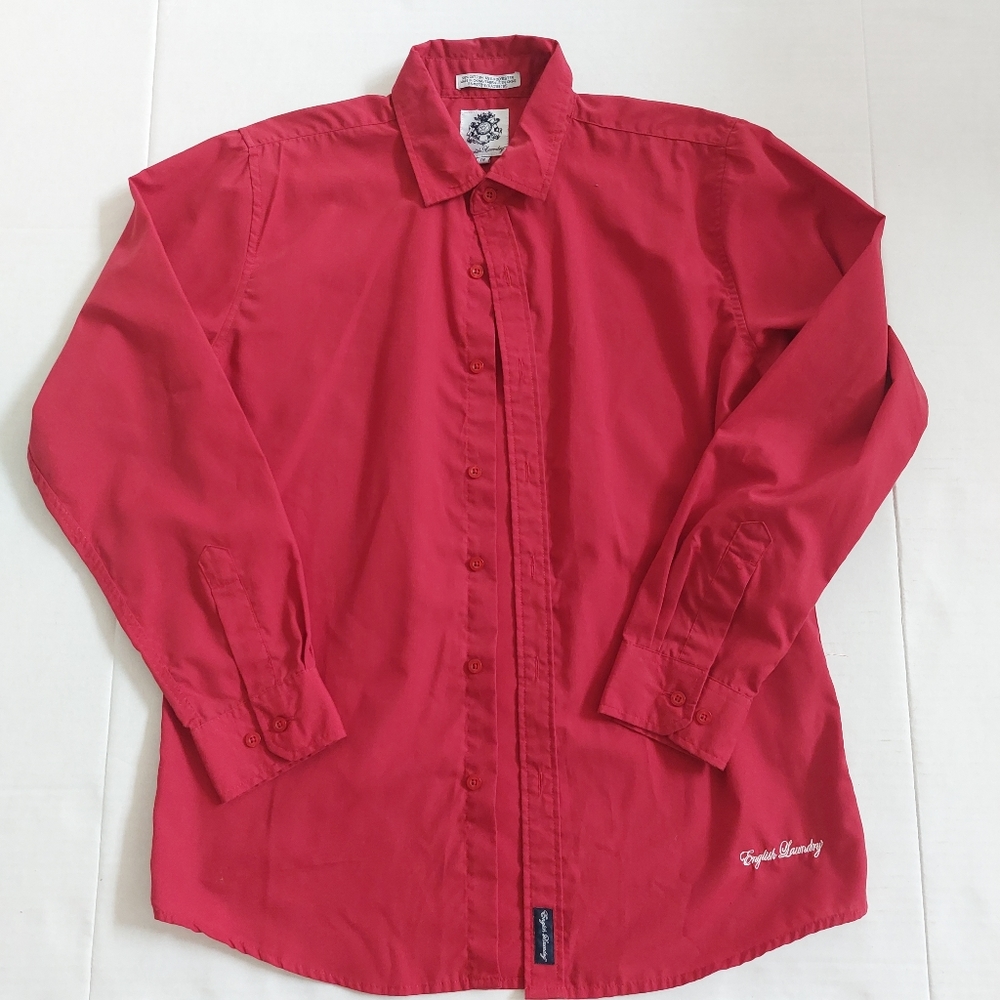 English Laundry Boys Red Button Down Casual Shirt Size 18.
